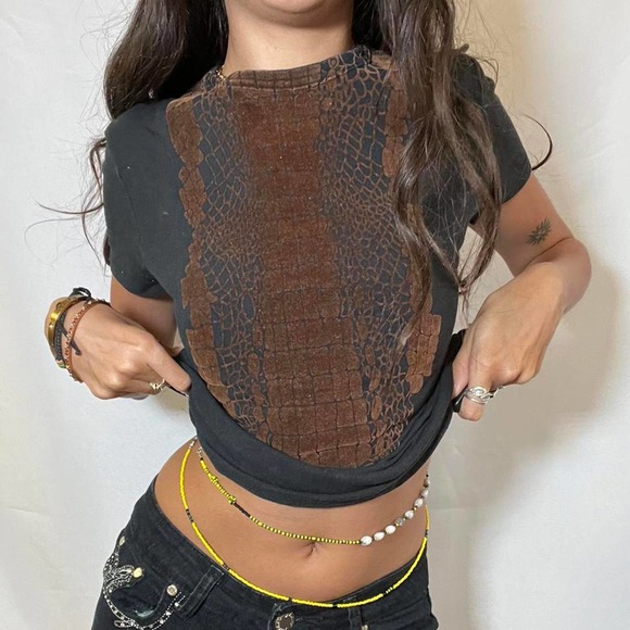 Vintage Jean Paul Gaultier Snake Head/Skin Psychedelic Textured Top - Picture 1 of 4